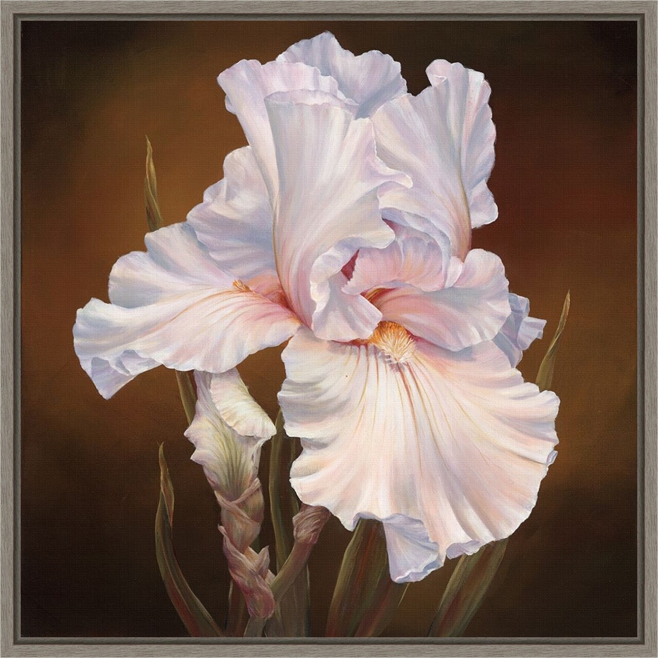 White Iris II by Marianne Broome 16-in. W x 16-in. H. Canvas Wall Art Print Framed in Grey